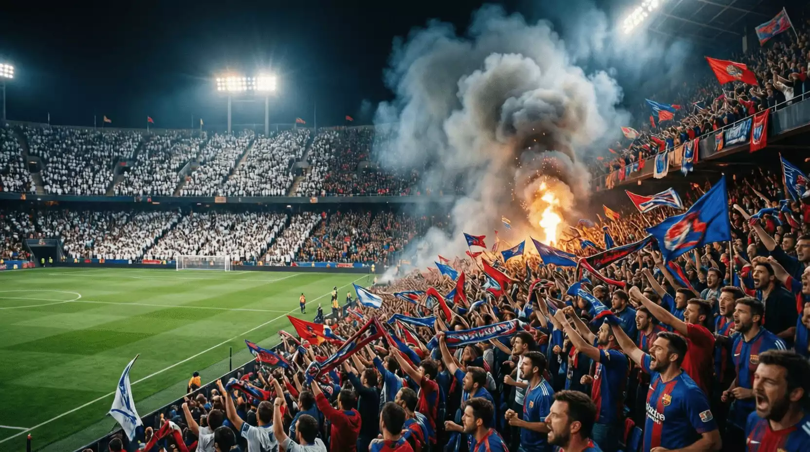 Ambiente del derbi valenciano en Mestalla con aficiones de Valencia y Levante