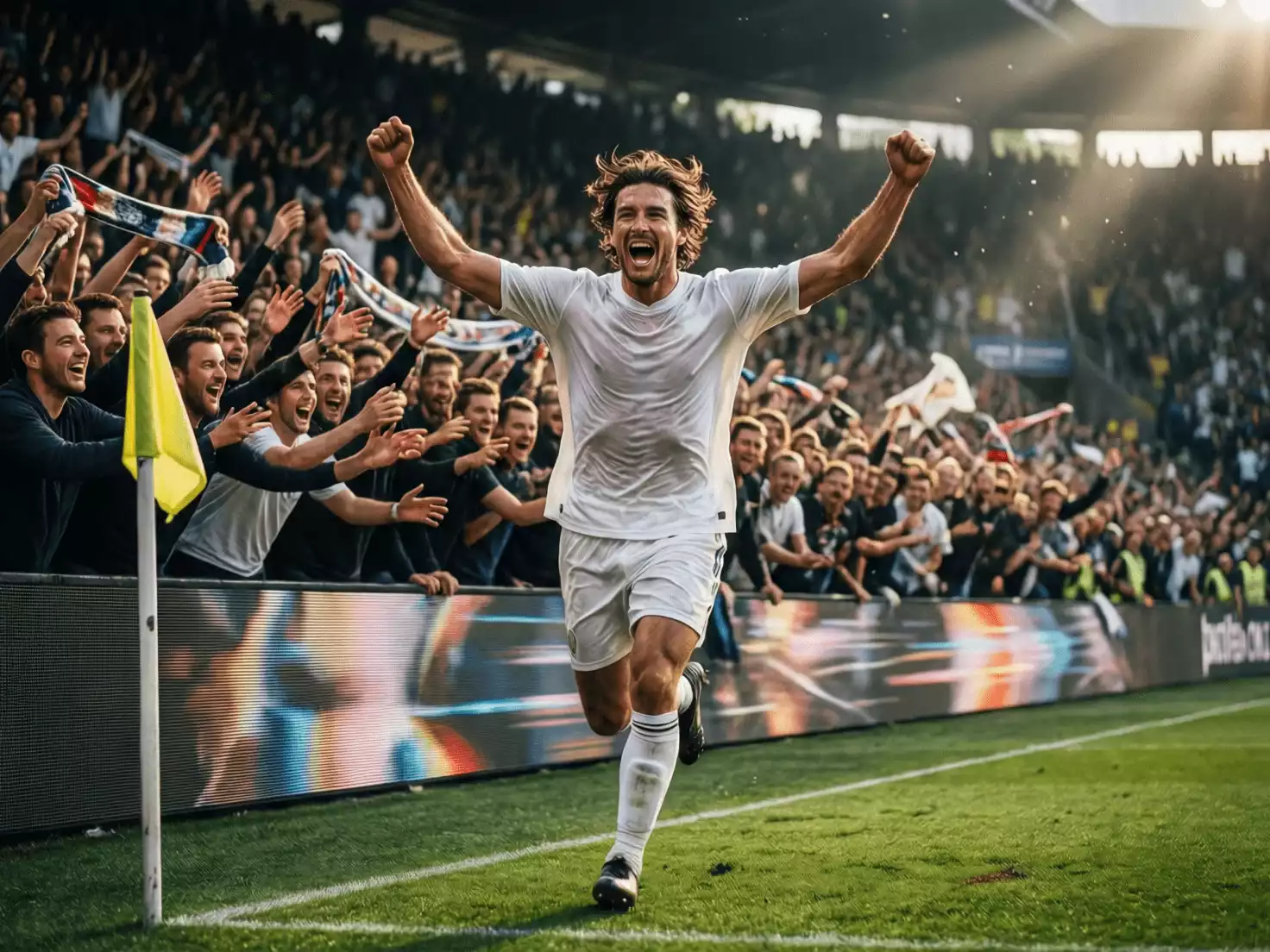 Goleador festejando con la afición tras anotar