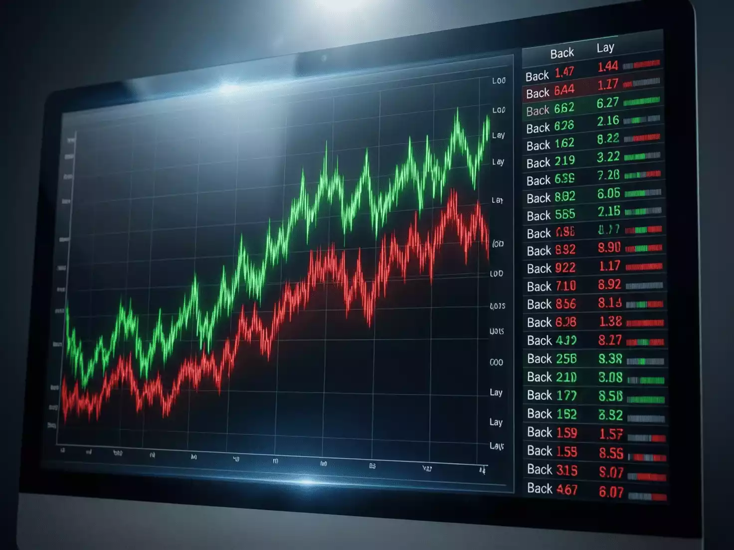 Gráficos de movimiento de cuotas en tiempo real durante un partido