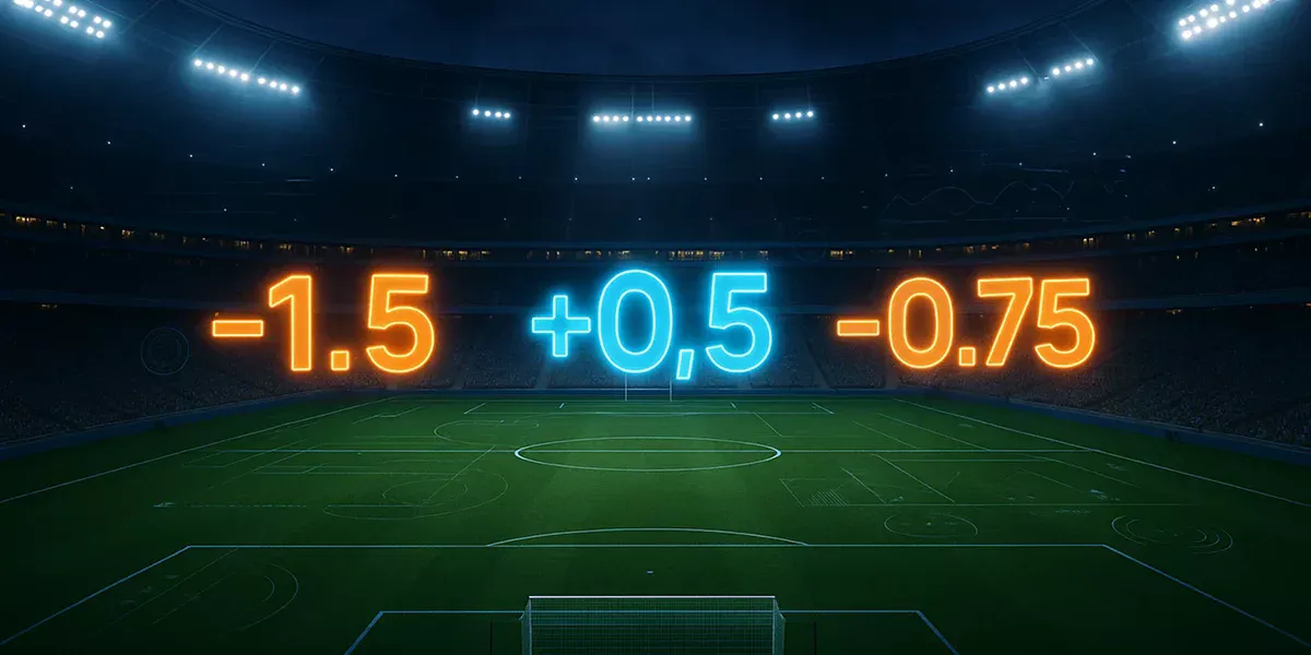 Concepto de hándicap asiático en LaLiga con gráficos de líneas de apuestas y estadio español