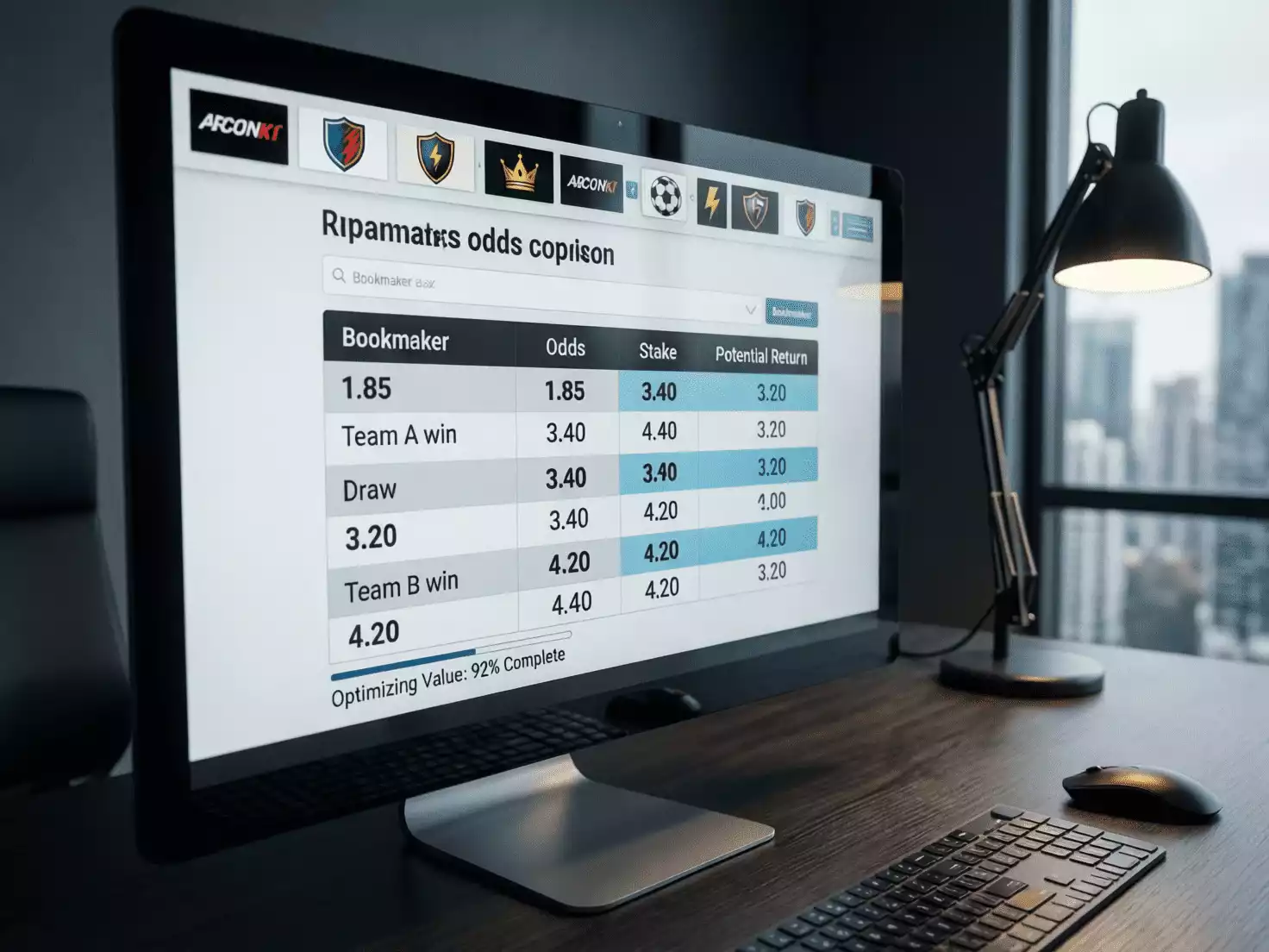 Persona investigando pronósticos de fútbol en múltiples pantallas