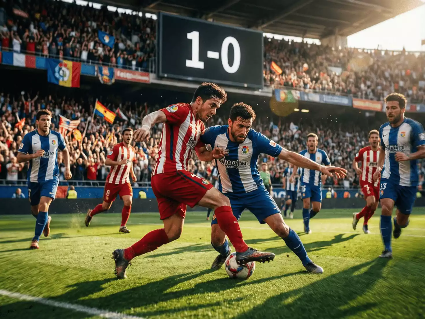 Partido competitivo de LaLiga con marcador ajustado