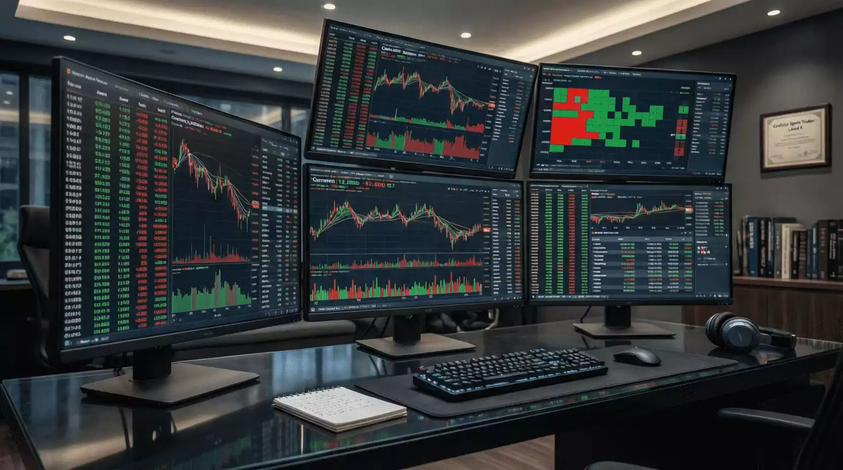 Pantalla de trading de apuestas deportivas en casa de intercambio